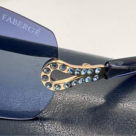 Faberge VTG 23K GP Swarovski Crystal Blue Sunglasses Sunnies EUC main image 15